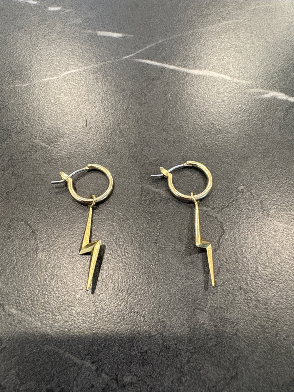 Gold Lightning Bolt Hoop Earrings - Women Jewelry